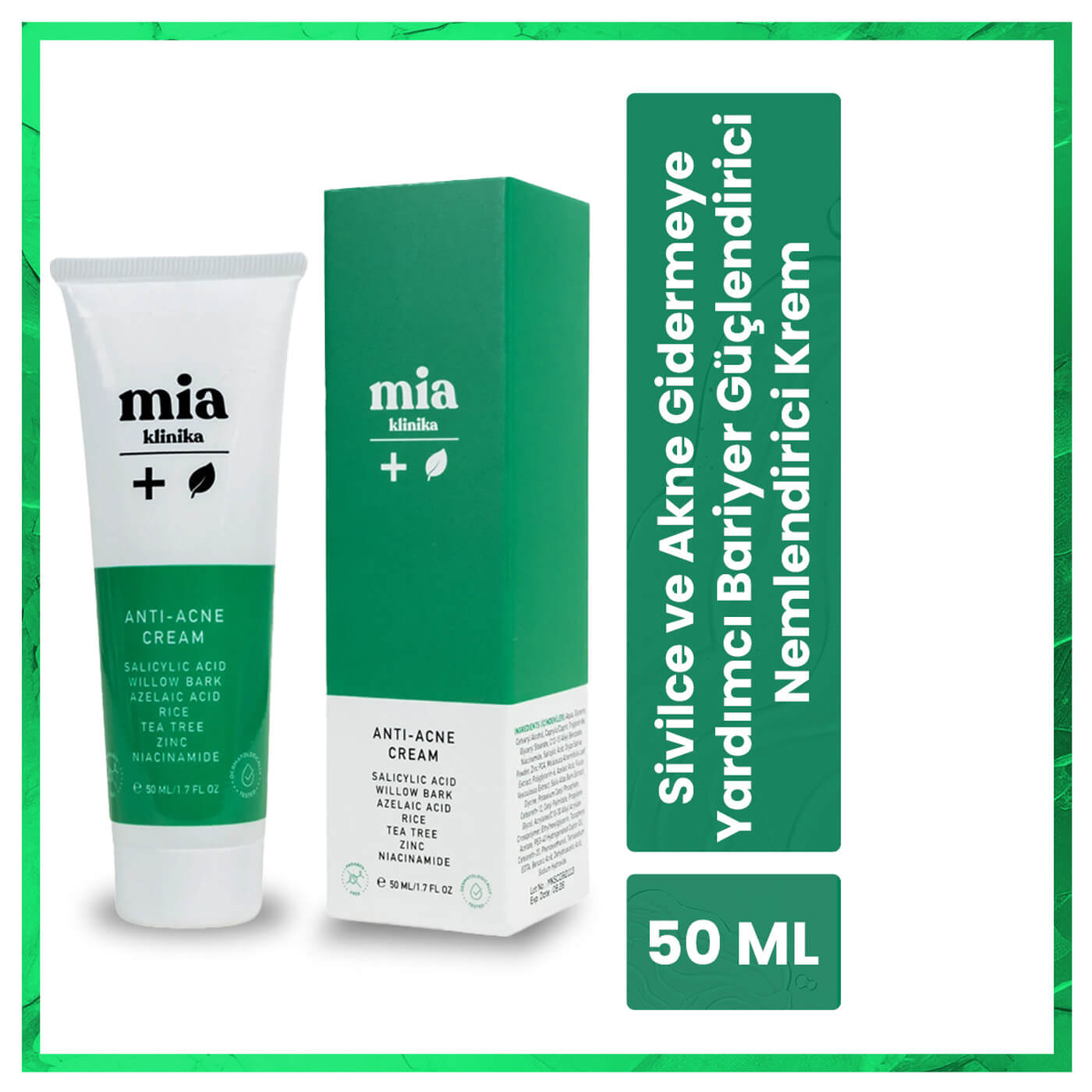 フェイスクリーム MIYA Mia Klinika Nemlendirici Krem Sivilce ve Akne Karşıtı 50 ml