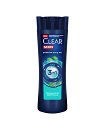 Clear Men Clear Men 3 in 1 Şampuan & Duş Jeli Arındırıcı Kömür Saç Yüz Vücut İçin 350 ml