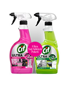 Cif Cif Ultra Sprey Sakura Parfümlü Kir ve Yağ Sökücü 1025 ml + Cif Ultra Anında Etki Kir ve Yağ Sökücü 1025 ml