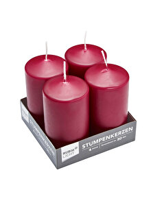 Rubin Licht Rubin Licht Silindir Mum Set 4'lü Bordo 110x60
