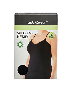 Underwear Underwear Kadın Dantelli Atlet 2'li Siyah L Beden
