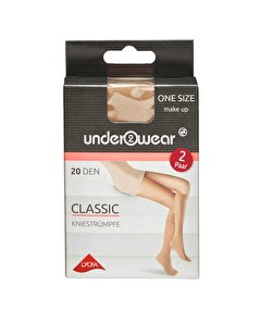 Underwear Underwear Diz Altı İnce Çorap 20 den, Ten Rengi, Klasik, Standart 2 Çift, Standart Beden