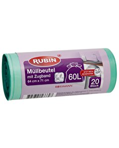 Rubin Rubin Çöp Torbası İpli - 60 Litre 64x71 cm 20'li