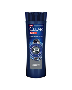 Clear Men Clear Men 3 in 1 Şampuan & Duş Jeli Ferahlatıcı Mentol Etkisi Saç Yüz Vücut İçin 350 ml