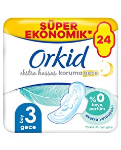 Orkid Orkid Hijyenik Ped Extra Hassas Koruma Dörtlü Gece 24'lü