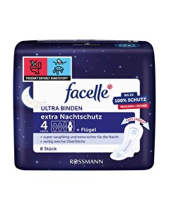 Facelle Facelle Ultra Ped Kanatlı Extra Gece Koruyucu 8'li