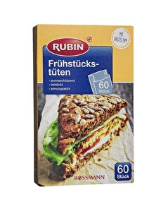 Rubin Rubin Sandviç Poşeti - Kağıt 12.5 cm + 6.5 cm (körük) x 20 cm , 60 Adet