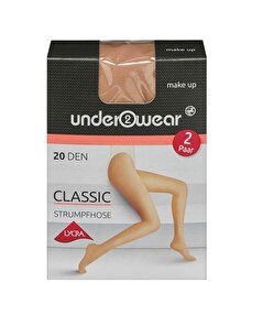 Underwear Underwear Likralı Külotlu İnce Çorap 20 den, Ten Rengi 44/46 Beden
