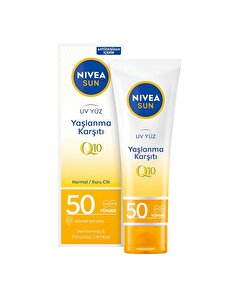 Nivea Sun Nivea Sun Yaşlanma ve Leke Karşıtı Q10 Yüz Güneş Kremi SPF 50+ Çok Yüksek Güneş Koruyucu 50 ml
