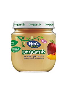 Hero Baby Hero Baby Organik Elma Şeftali Püresi Kavanoz Mama 120 gr