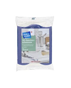 Flink & Sauber Flink & Sauber Bulaşık Süngeri 3D Ovalama Fiberi, Mavi 2'li