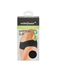 Underwear Underwear Kadın Slip Dantelli Külot 2'li Siyah L Beden