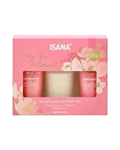 Isana Hediye Seti Enjoy The Moment Duş Jeli 100 ml + Kokulu Mum + Vücut Kremi 100 ml 3'lü Set