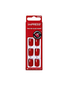 Impress Color Kendinden Yapışkanlı Takma Tırnak Kısa Parlak Kırmızı