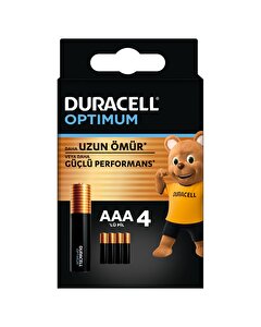 Duracell Optimum AAA Alkalin İnce Kalem Pil 4’lü paket 1,5V, LR6 MX1500
