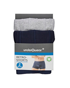 Underwear Erkek Boxer 2'li Lacivert-Gri XL Beden