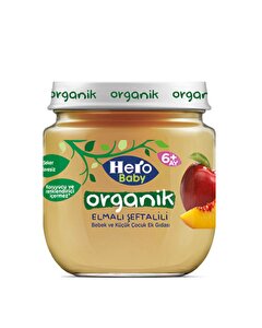 Hero Baby Organik Elma Şeftali Püresi Kavanoz Mama 120 gr