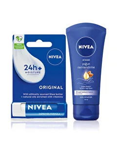 Nivea Original Care Dudak Bakım Kremi 4.8gr ve Yoğun Nemlendirici El Bakım Kremi 75 ml