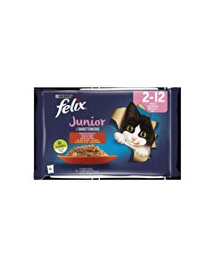 Felix Yaş Yavru Kedi Maması Multipack Junior Sığır Etli ve Tavuklu 4x85 gr
