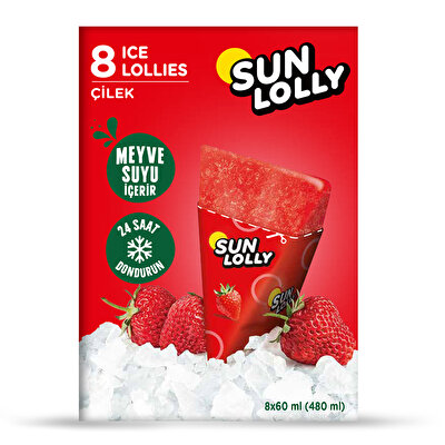 Sun Lolly Sun Lolly Çilek Aromalı Su Buzu 8x60 ml