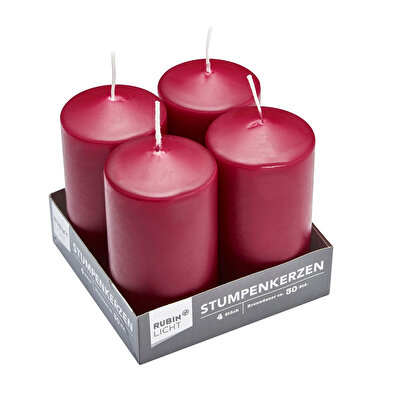 Rubin Licht Rubin Licht Silindir Mum Set 4'lü Bordo 110x60