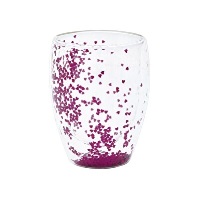 Ideenwelt Ideenwelt Çift Cidarlı Bardak Konfeti Kırmızı Kalp 350 ml