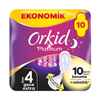 Orkid Orkid Platinum Hijyenik Ped Eko Gece Ekstra 10'lu