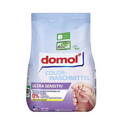 Domol Domol Toz Çamaşır Makinesi Deterjanı Renkli Eco 18 Yıkama Ultra Hassas 1215 gr