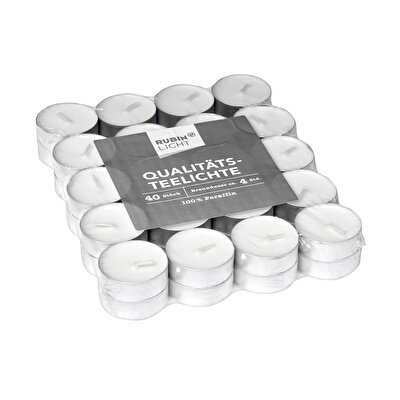 Rubin Licht Rubin Licht Tealight Beyaz, 40'lı