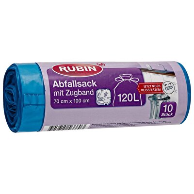 Rubin Rubin Çöp Torbası Çekme Bantlı - 120 Litre 70X100 cm 10'lu