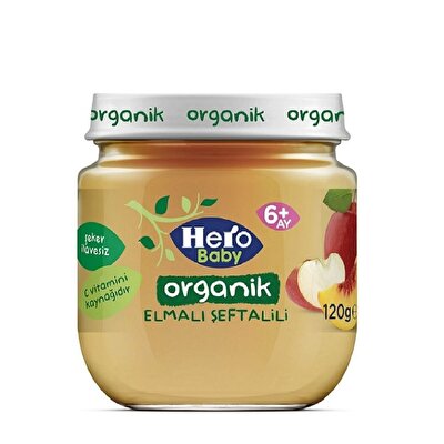 Hero Baby Hero Baby Organik Elma Şeftali Kavanoz Maması 120 gr