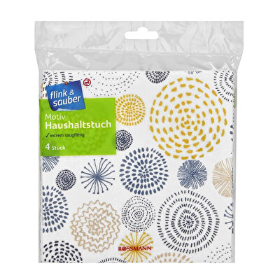 Flink & Sauber Flink & Sauber Temizlik Bezi Desenli 4'lü