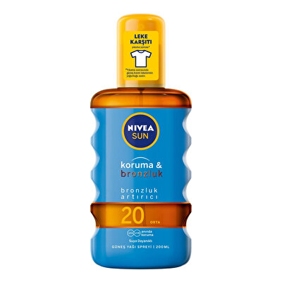 Nivea Sun Nivea Sun Koruma ve Bronzluk Güneş Yağı Spreyi SPF 20 Orta Güneş Koruması ve Doğal Bronzlaştırıcı 200 ml