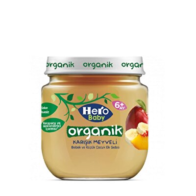 Hero Baby Hero Baby Organik Karışık Meyveli Püre Kavanoz Mama 120 gr