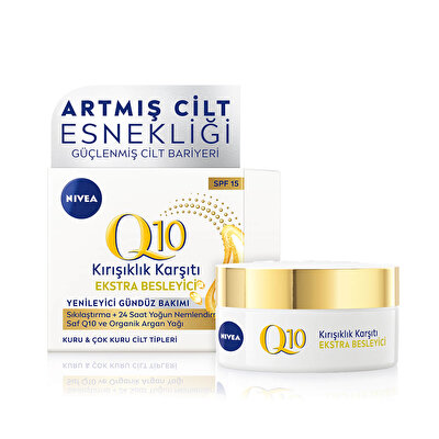 Nivea Nivea Q10 Ekstra Besleyici Gündüz Bakım Kremi SPF 15 Argan Yağı 50 ml
