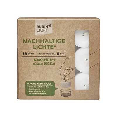 Rubin Licht Rubin Licht Tealight Mum Beyaz 6 Saat Kapsız 18'li