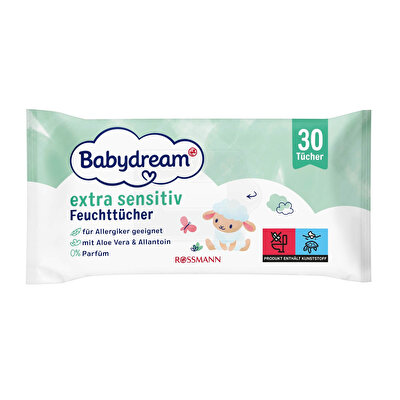 Babydream Babydream Bebek Islak Mendil Çok Hassas Cilt, Aloe Veralı 30'lu