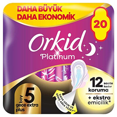Orkid Orkid Hijyenik Ped Platinum Dörtlü Gece Extra Plus 20'li