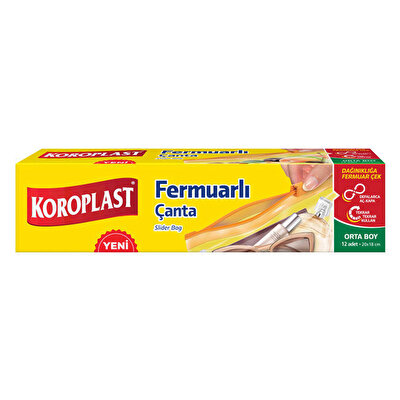 Koroplast Koroplast Fermuarlı Çanta Orta Boy 12'li