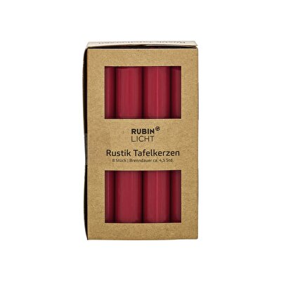 Rubin Licht Rubin Licht Rustik Çubuk Mum Bordo 8'li