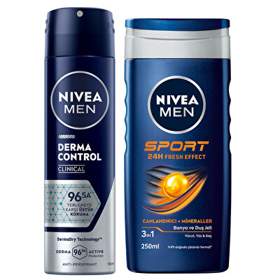 Nivea Men Nivea Men Erkek Deodorant Seti Derma Control Clinical 150 ml + Sport Duş Jeli 250 ml