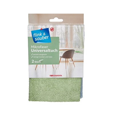 Flink & Sauber Flink & Sauber Mikrofiber Çok Emici Genel Temizlik Bezi 32x35 cm 2 adet