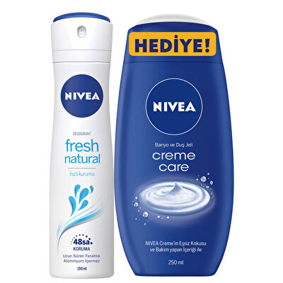 Nivea Nivea Deo Spray Fresh Natural Kadın 150 ml+Creme Care 250 ml