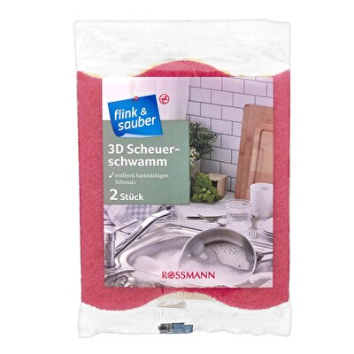 Flink & Sauber Flink & Sauber Bulaşık Süngeri Ovalama Fiberi, Kırmızı 2'li