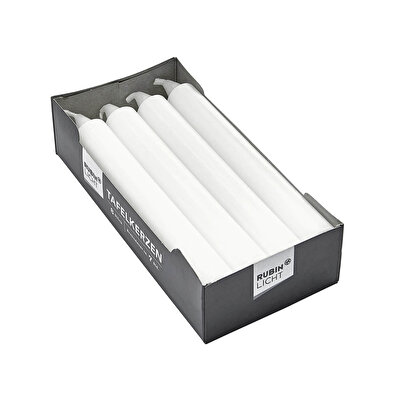 Rubin Licht Rubin Licht Beyaz Şamdan Mum, 8'li