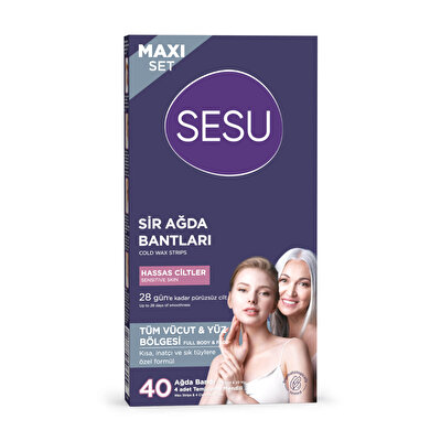 Sesu Sesu Vücut Ağda Bandı Hassas Ciltler Maxi Set 40'lı