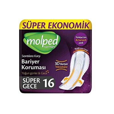Molped Molped Hijyenik Ped Supernight Gece 16'lı