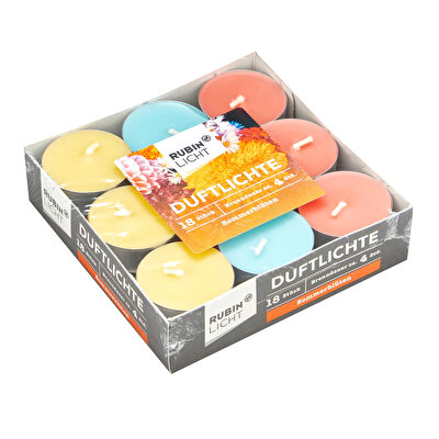 Rubin Licht Rubin Licht Tealight Kokulu Mum Yaz Çiçekleri, 18'li