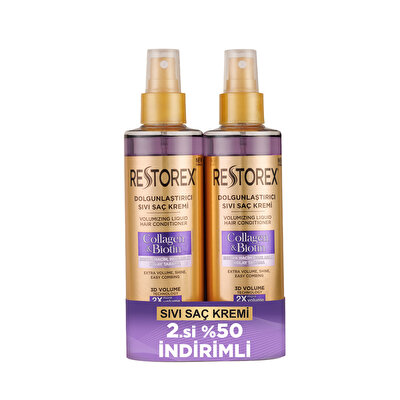 Restorex Restorex Sıvı Saç Kremi Kolajen&Biotin Dolgunlaştırıcı 2'li 200 ml x2