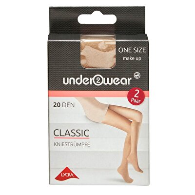 Underwear Underwear Diz Altı İnce Çorap 20 den, Ten Rengi, Klasik, Standart 2 Çift, Standart Beden